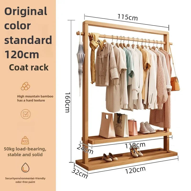 Multi-functional Hanging hanger Floor-to-ceiling bedroom Simple hanger Removable coat rack sturdy and durable Oasis Select Log color D