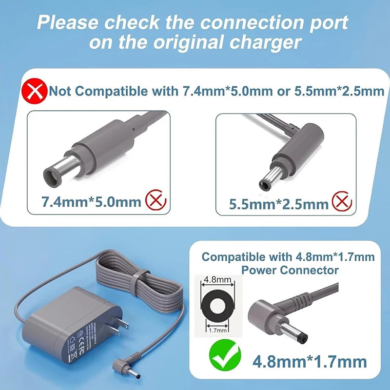 30.45V 1.1A Charger Fits For Dyson V10 V11 V12 V15 SV12 SV14 SV15 SV16 SV20 SV22 33W Vacuum Cleaner Power Supply Adapters Oasis Select