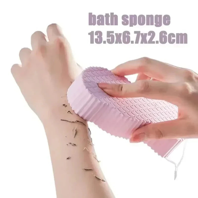 Body Shower Foot Scrubber Brush Wash The Body Cleanser Silicone Sponge Bath Massage Mat Back Brush Wall Mounted with Suction Cup Oasis Select pink sponge