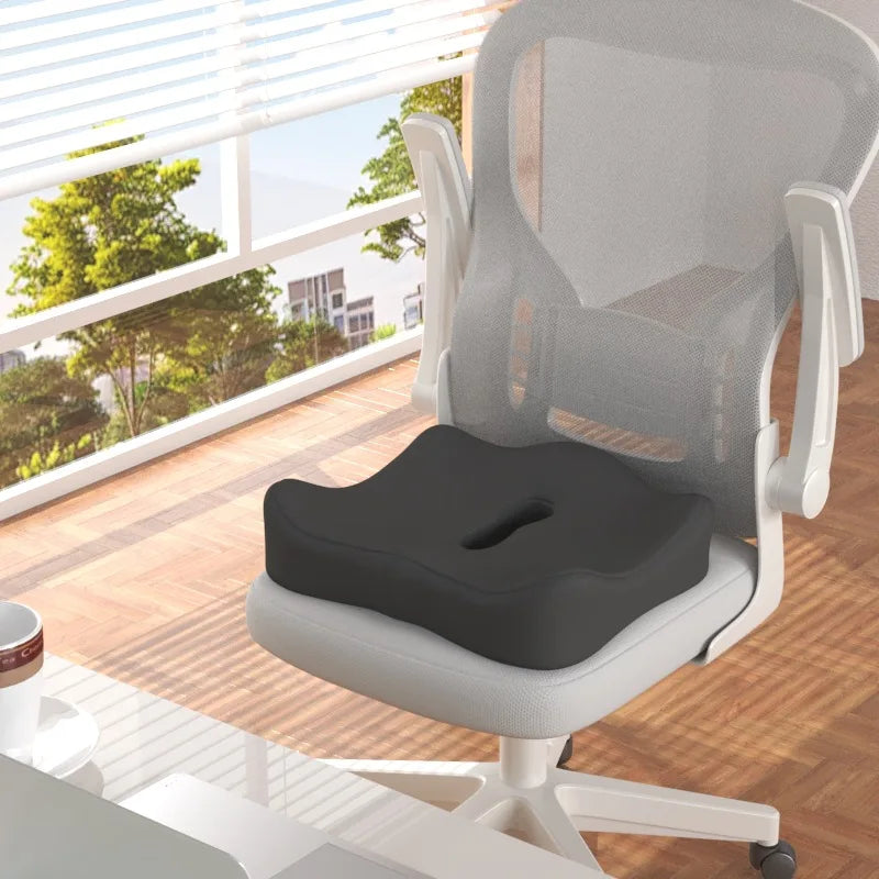 Memory Foam Seat Cushion for Car and Office Lumbar Hip Support Posture Corrector Breathable Comfort Student Chair Pad Oasis Select Black