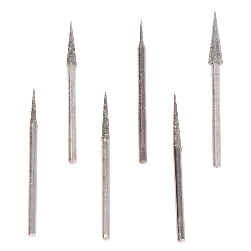 6Pcs 1-4mm Diamond Grinding Head Needle Bits Burrs Engraving Carving Tool 2.35mm Oasis Select