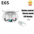 TWS E6S Bluetooth Earphones Wireless Bluetooth Headset Noise Cancelling Headsets With Microphone Headphones For Xiaomi Redmi Oasis Select WHITE