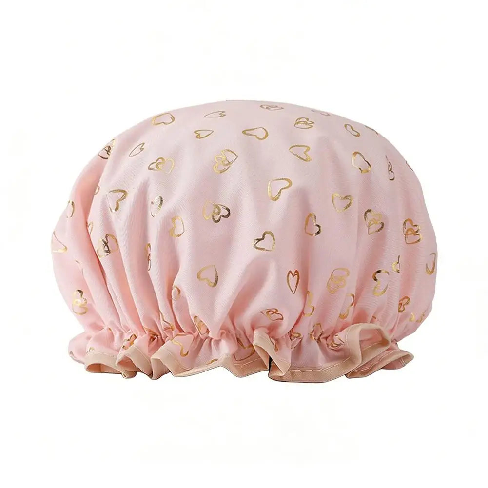 Large Shower Caps For Women, Reusable Waterproof Shower Cap Double Layers Bath Caps With Hair Scrunchies For Long Thick Hair Oasis Select pink