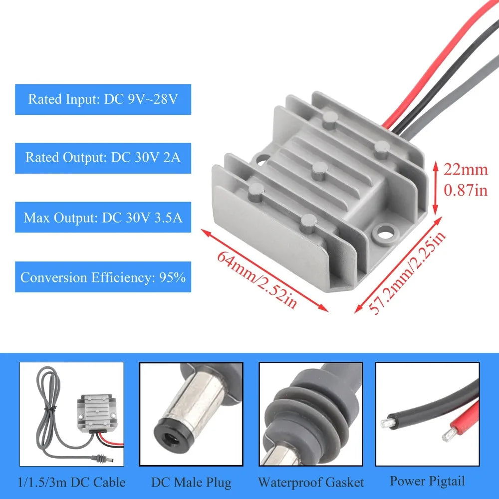Extension cable DC male to female 5/-20m Gen3+For StarlinkDC power converter car charger to DC male plug 12/24V to 57V 4.5A Oasis Select