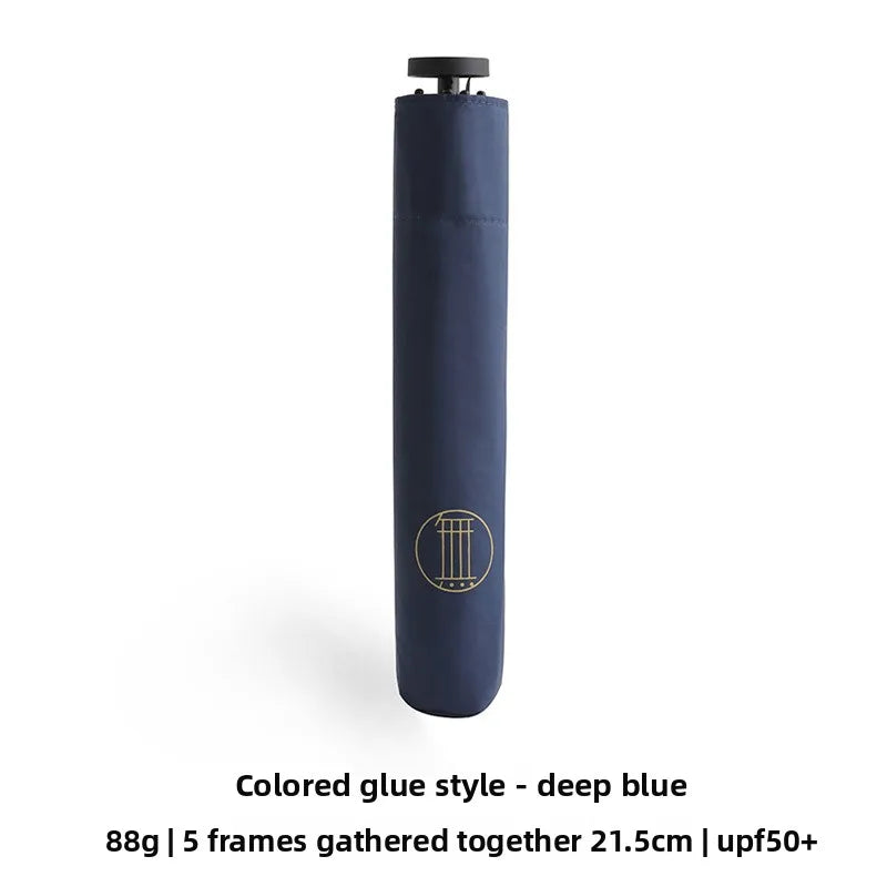 1pcs Ultra-Light Ultra-Fine Carbon Fiber Umbrella Black Sunscreen for Sun and Rain 3-Fold Compact and Portable Lead Umbrella Oasis Select 5 glue dark blue Aluminum 6K