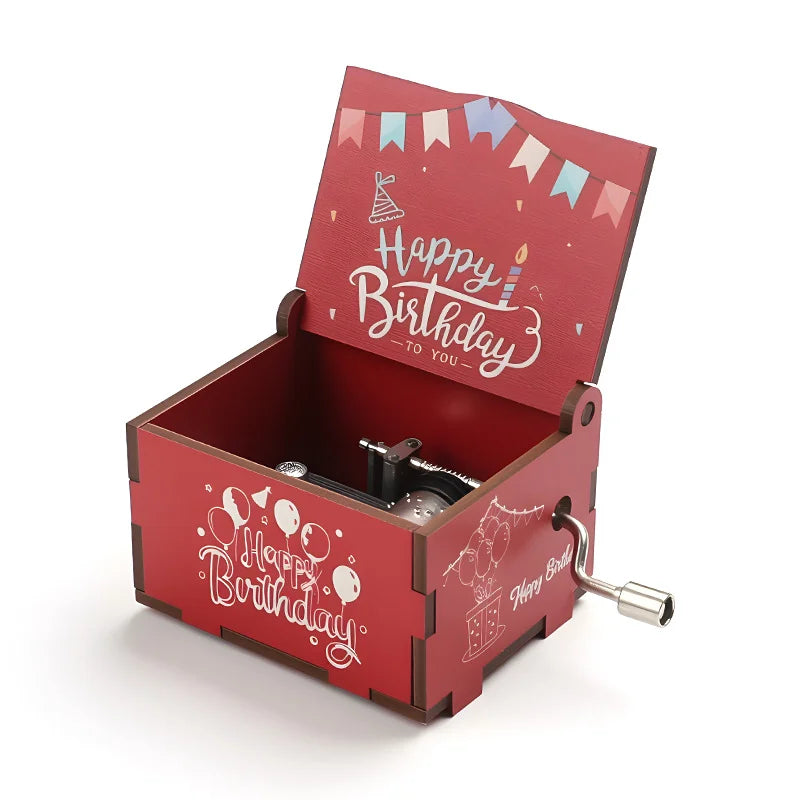 Hot selling Birthday Series Art Six sided Painted Hand cranked Music Box Birthday Gift for Friends Home Decor Oasis Select 3