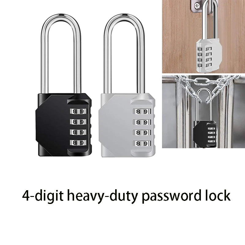 Combination Padlock Outdoor 4 Digit Long Shackle Waterproof Password Padlock Pad Lock For School Locker Gym Locker Fence Gate Oasis Select