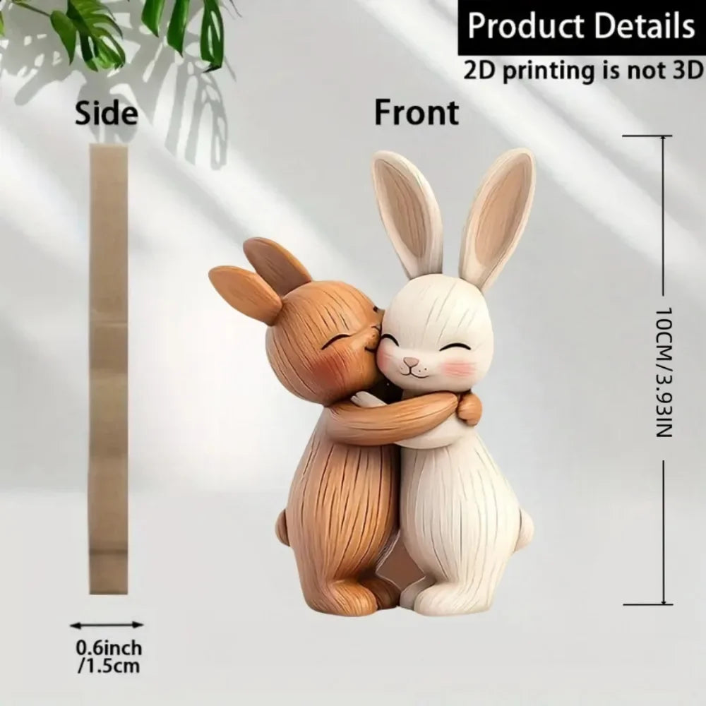 2D Flat Cat Wooden Kitten Dog Couple Sculpture Rabbit Enthusiast Gift Light and Dark Wood Grain Desktop Home Decoration New Oasis Select S