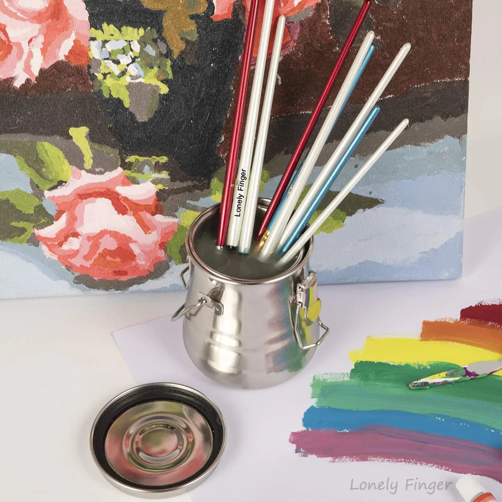 Oil Paint Brush Washer Portable Stainless Steel Leak-Proof Paint Brush Artist Washer with Lid and Filter Screen for Oil Painting Oasis Select