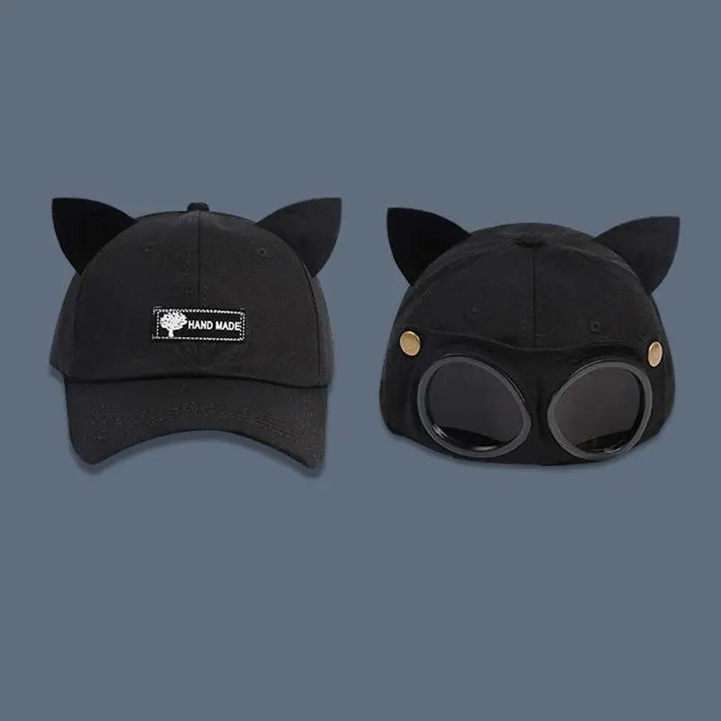 Gorras Embroidered Cat Ear Baseball Cap Women очки солнцезащитные женск 모자 UV Protection Summer Sunhat zomer pet dames Oasis Select Black one size