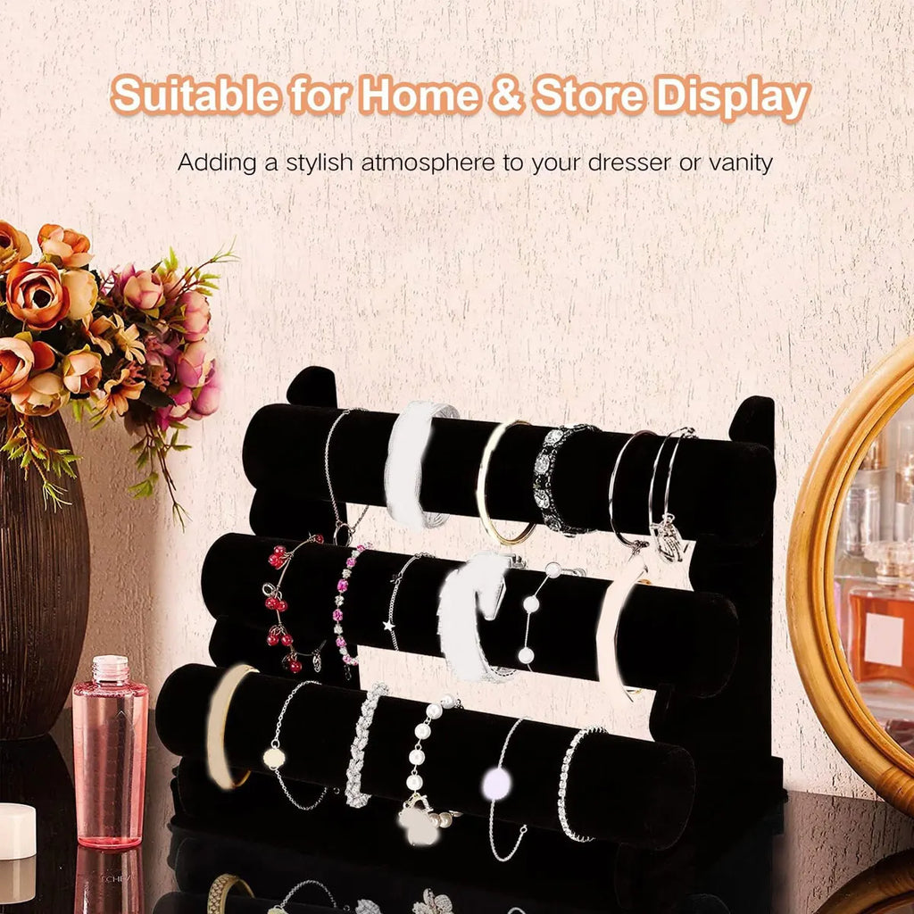 Bracelet display rack, 2-layer 3-layer bracelet storage rack, velvet jewelry rack, suitable for necklaces, headbands, watches Oasis Select