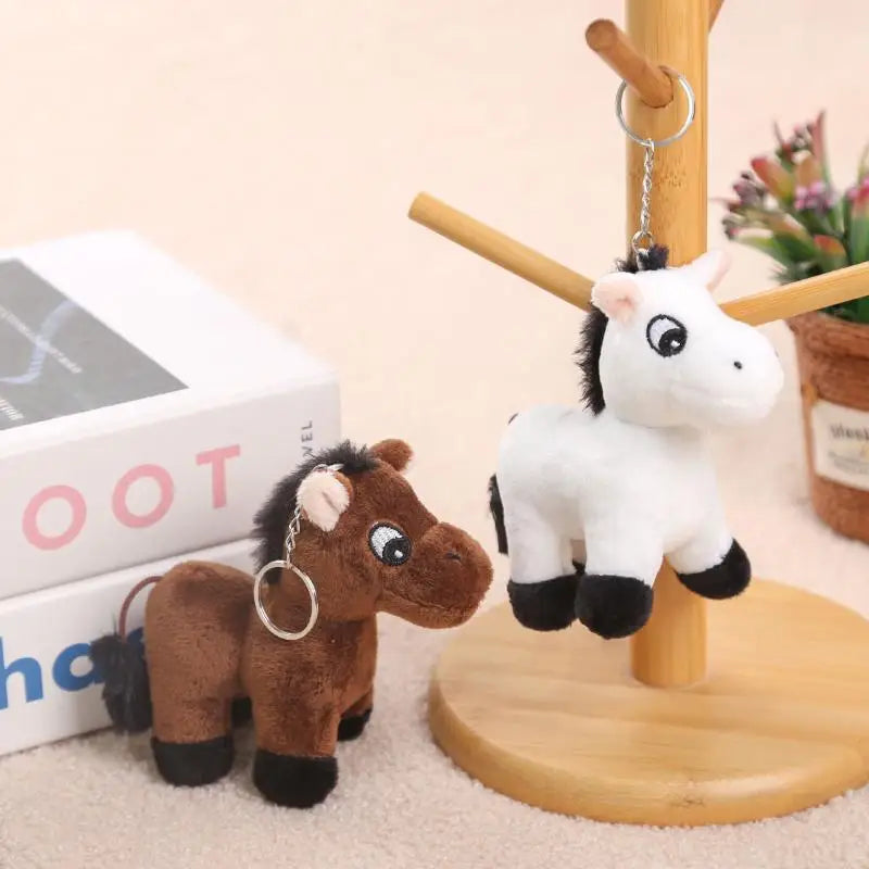 1Pcs Cartoon Pony Pendant Stuffed Animal Horse Plush Toy Key Ring Backpack Ornaments Hanging Decoration Oasis Select