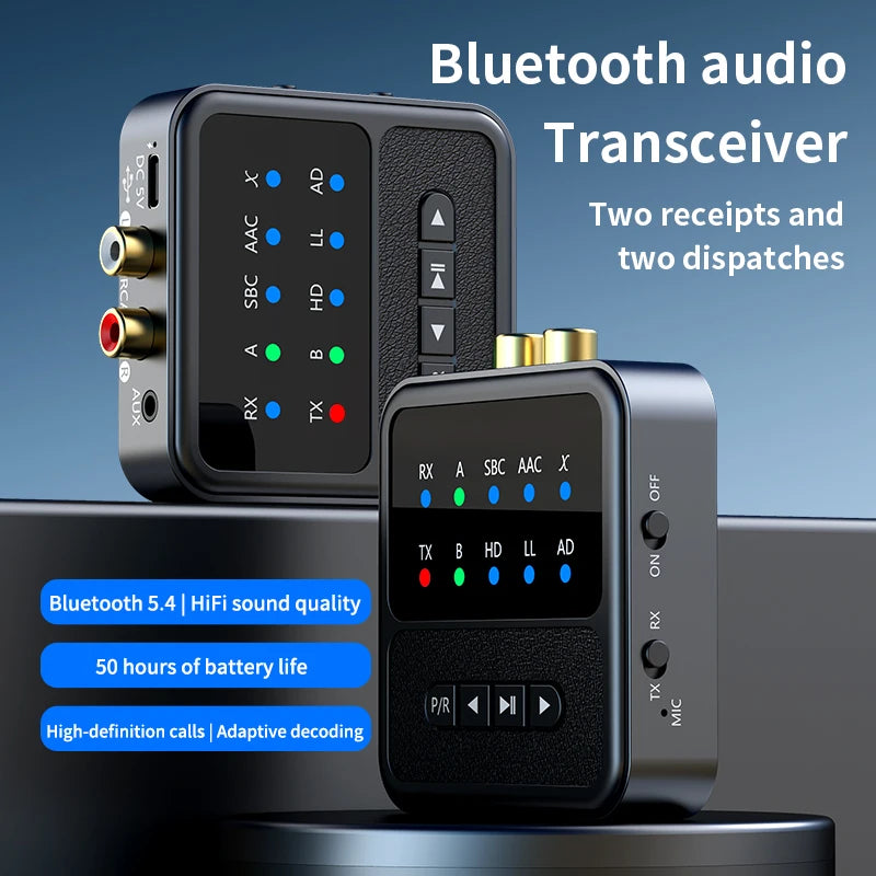 2 in 1 aptX Bluetooth 5.4 Audio Transmitter Receiver 3.5MM AUX RCA aptX-Adaptive AD/HD/LL AAC HiFi Stereo Music Wireless Adapter Oasis Select
