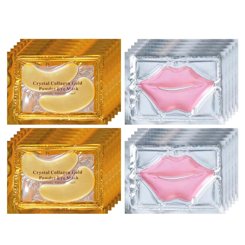 SADOER Collagen Eye & Lip Mask Set – Anti-Aging & Dark Circle Eye & Lip Mask Set Oasis Select Each 10pcs