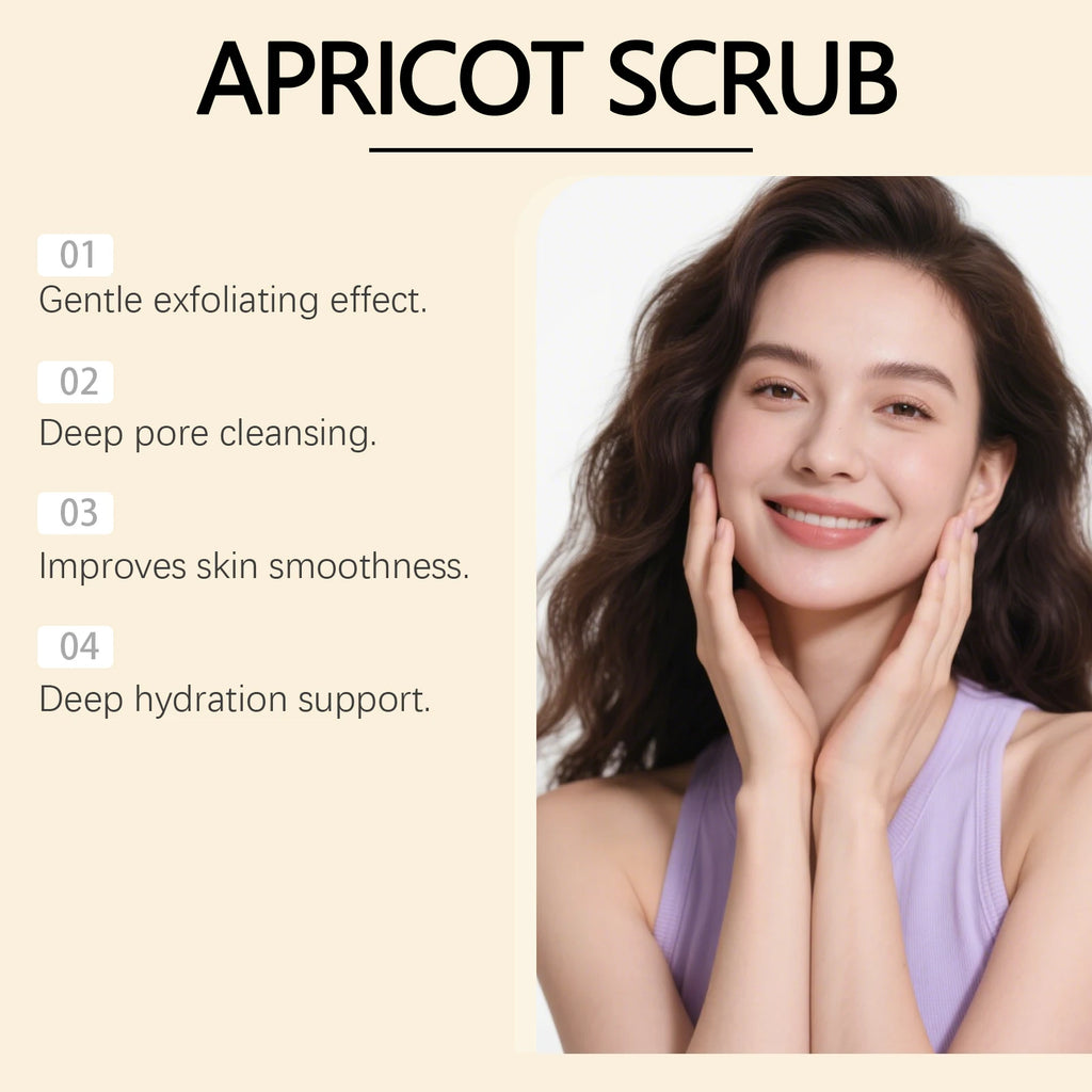 Exfoliating Apricot Facial Scrub Improves Skin Smoothness Evens Skin Tone Cleanses Pores Removes Dead Skin Refreshes Moisturizes Oasis Select