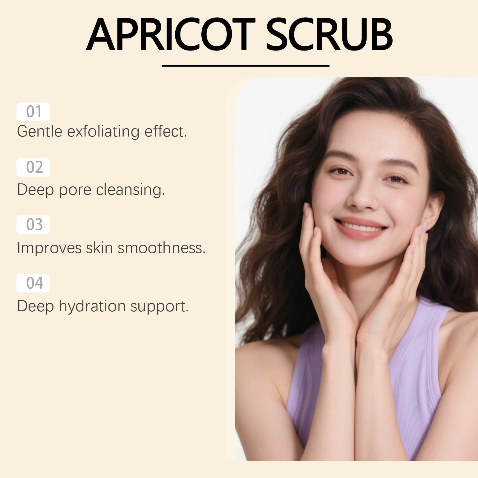 Exfoliating Apricot Facial Scrub Improves Skin Smoothness Evens Skin Tone Cleanses Pores Removes Dead Skin Refreshes Moisturizes Oasis Select