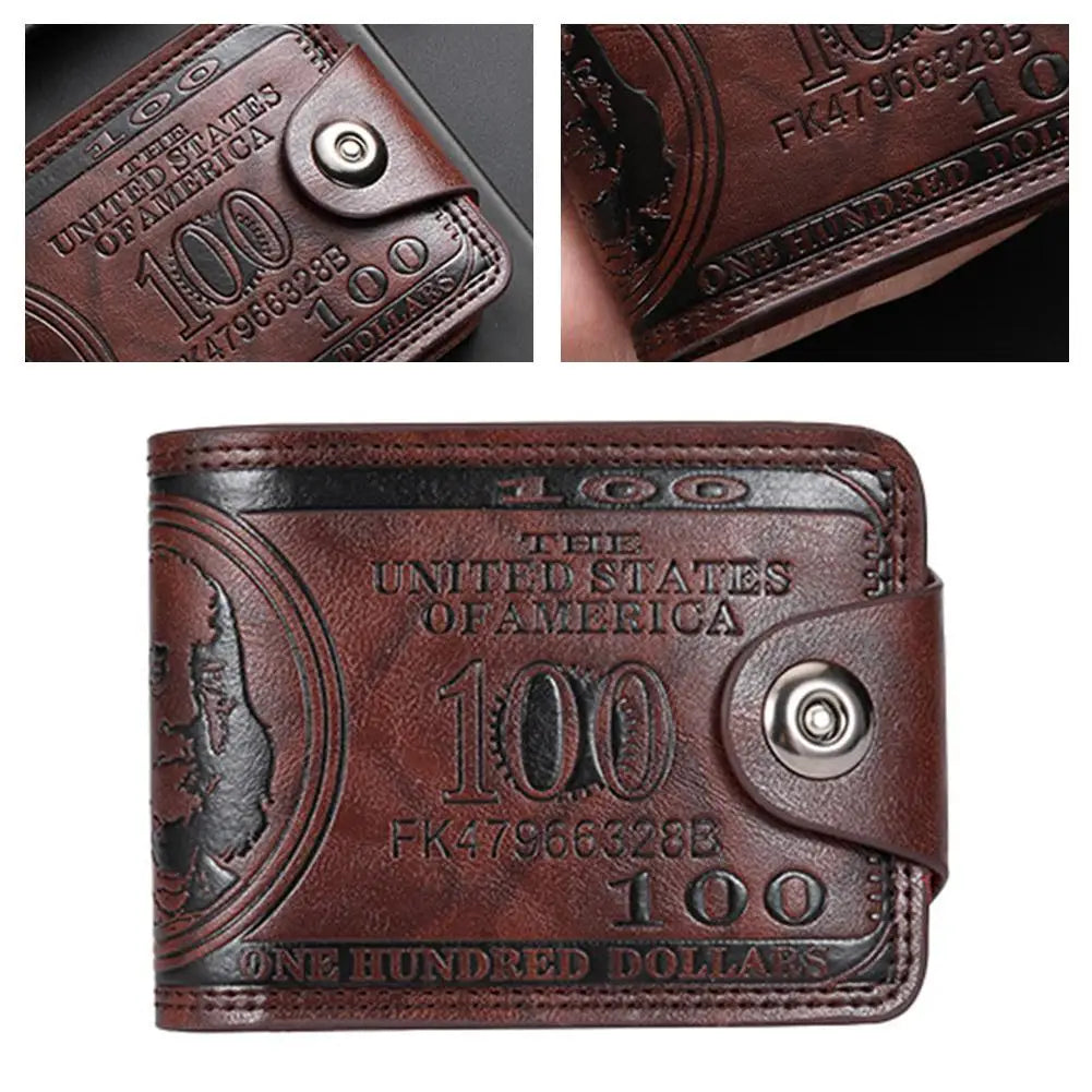 NEW Vintage 100 US Dollar Pattern Men's Wallets Zipper Multi-Functional Leather Wallet Hasp Coin Purse Men Gift Oasis Select
