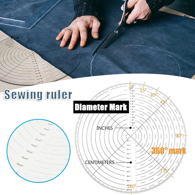 10" Round Center Finder Compass | Clear Acrylic Circle Template