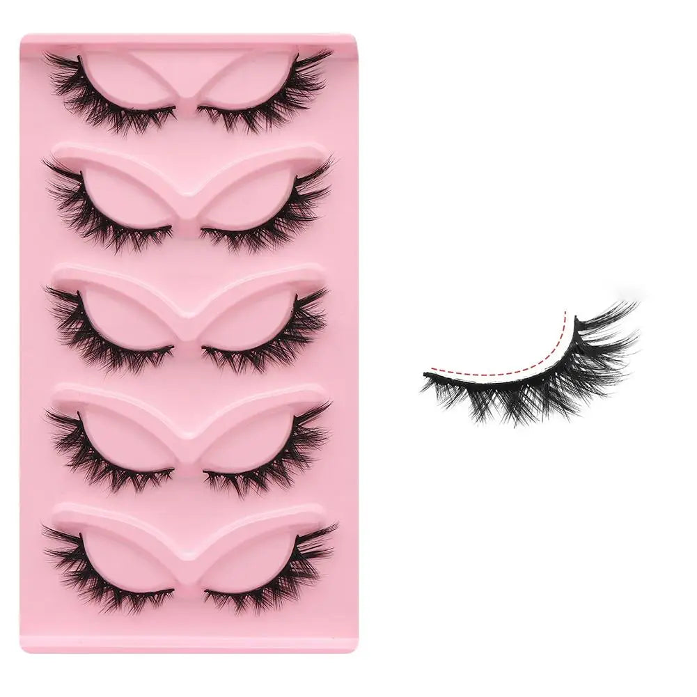 5 Pairs Faux Mink Wispy False Eyelashes – Fluffy Cat Eye Lashes
