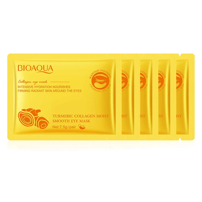 BIOAQUA Snail Collagen Eye Mask – Dark Circles & Anti-Aging Eye Treatment Mask Oasis Select Turmeric 5p