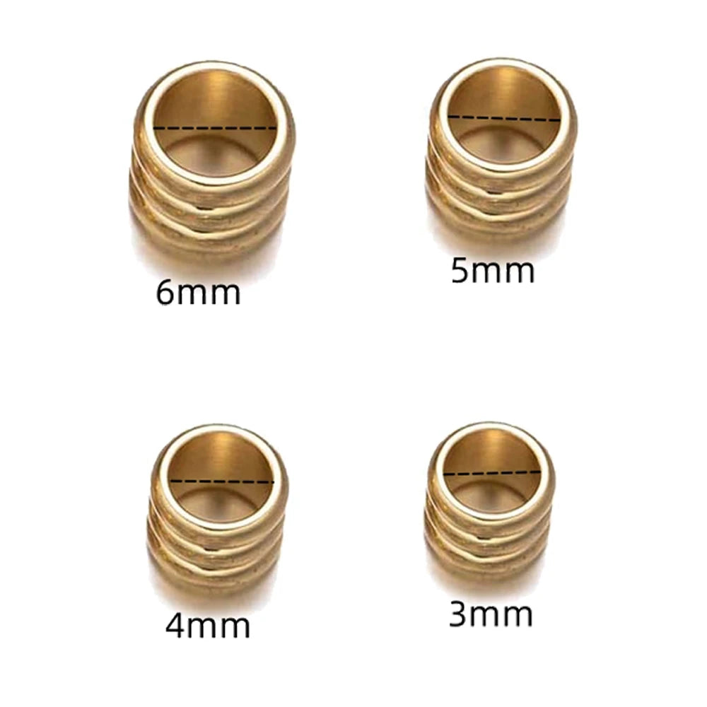 20pcs Stainless Steel Beads Grooved Column Beads Tube Spacer Beads Metal Loose Large Hole for DIY Cord Bracelet Necklace Jewelry Oasis Select