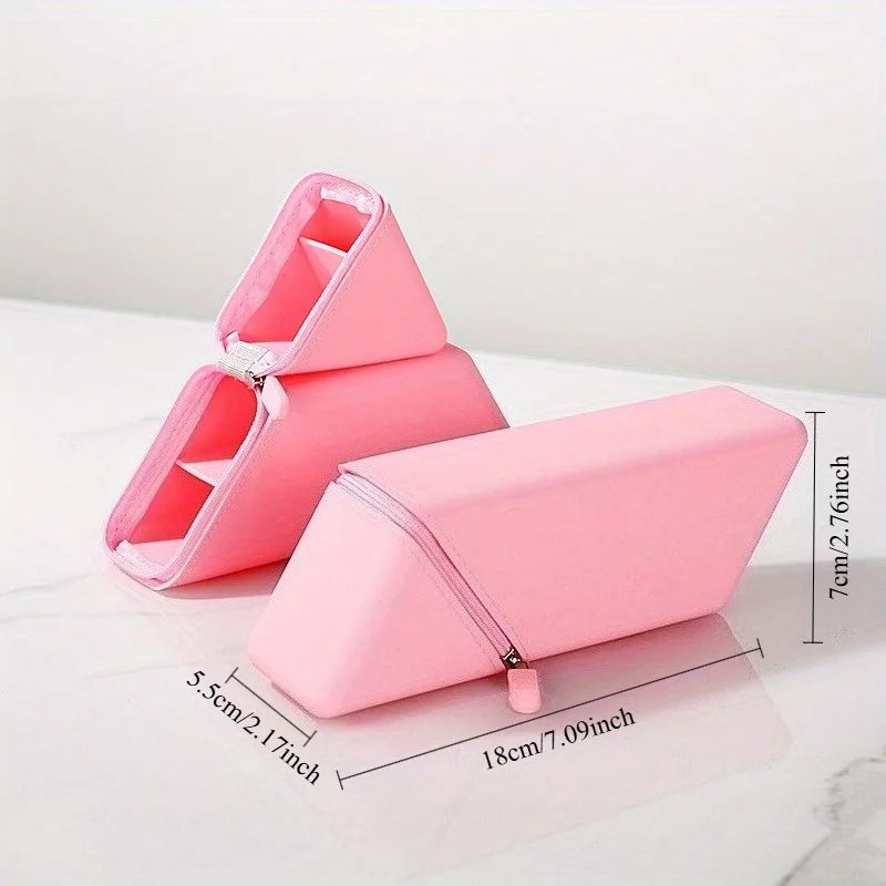 Foldable Silicone Pen Holder, Expandable Pencil Cup Organizer with Large Capacity, Portable Desk Storage for Office Home Study Oasis Select Pink