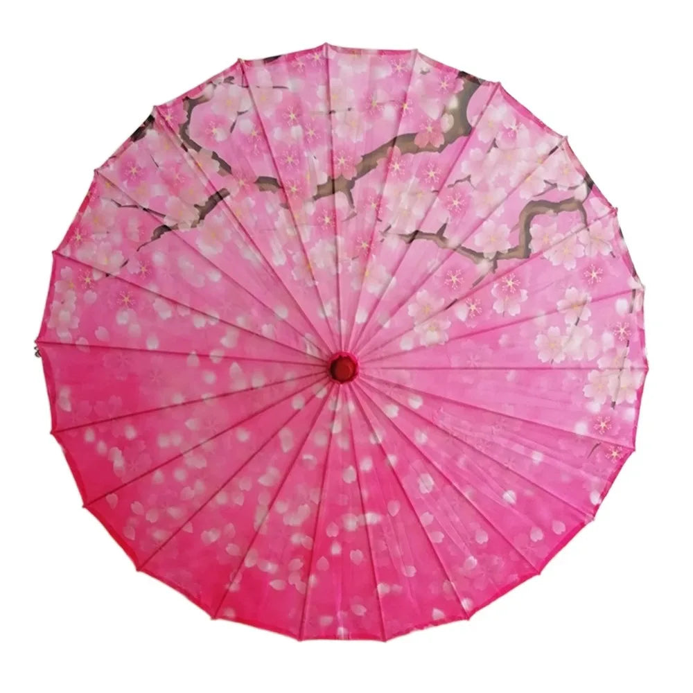 Handmade Silk Cloth Women Umbrella Waterproof Rain Proof Chinese Oil Paper Umbrella Decorative Ancient Dance Umbrella Oasis Select Style 18