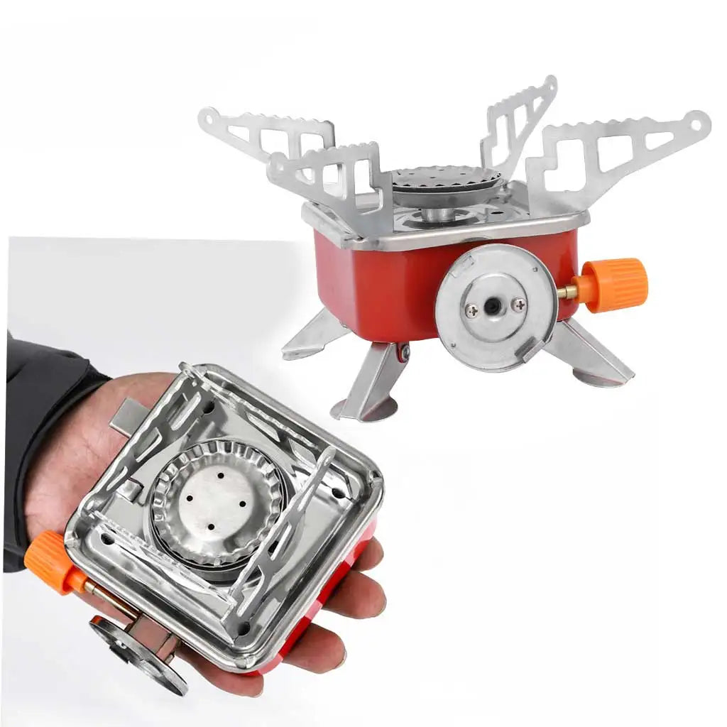 Mini Folding Portable Butane Gas Stove Compact Camping Picnic Stove Gas Burner Compatible Outdoor Cooker for for Long Canister Oasis Select
