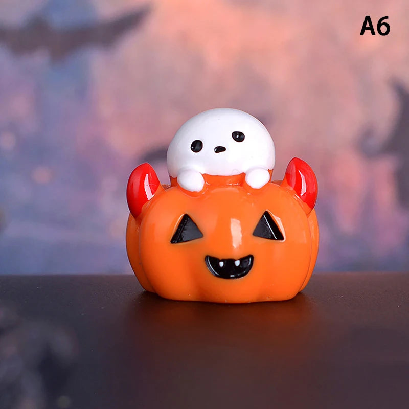 Halloween Micro Landscape Miniature Figurines Cute Pumpkin Ghost Vampire Decoration Resin Craft Mini Fairy Garden Ornaments Oasis Select A6