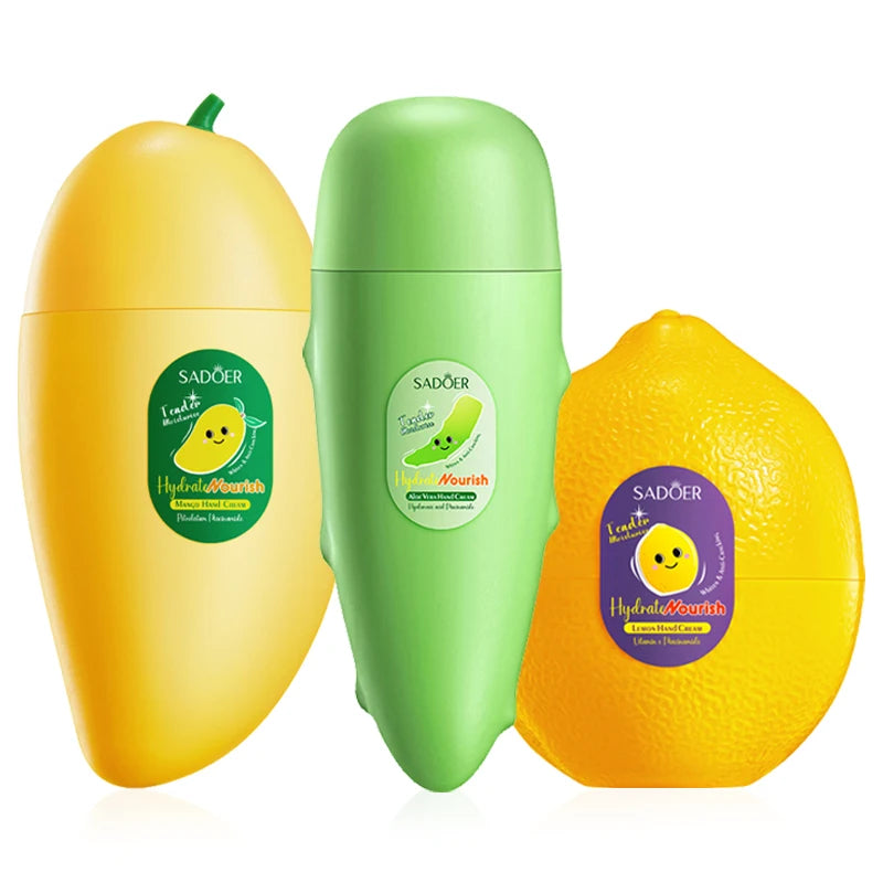 SADOER Fruit Hand Cream – Mango Peach Aloe Lemon 50g Moisturizing Hand Cream Oasis Select