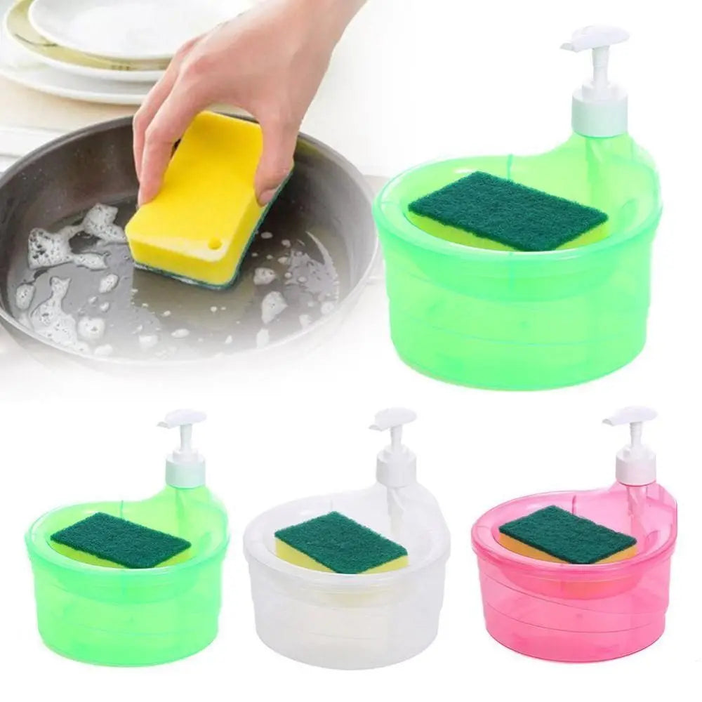 Press-Type Dish Soap Dispenser with Sponge – 1000ml