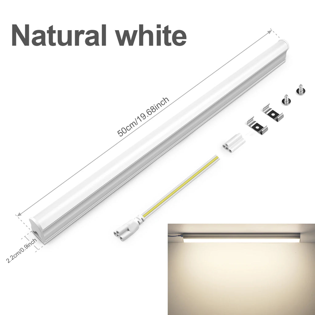 15W T5 LED Tube Light 50cm, Energy-Saving 50%, No Flicker, 3 Colors, Instant On, for Home/Office/Shop, 50K Hours Long Life Oasis Select NeutralWhite No Plug