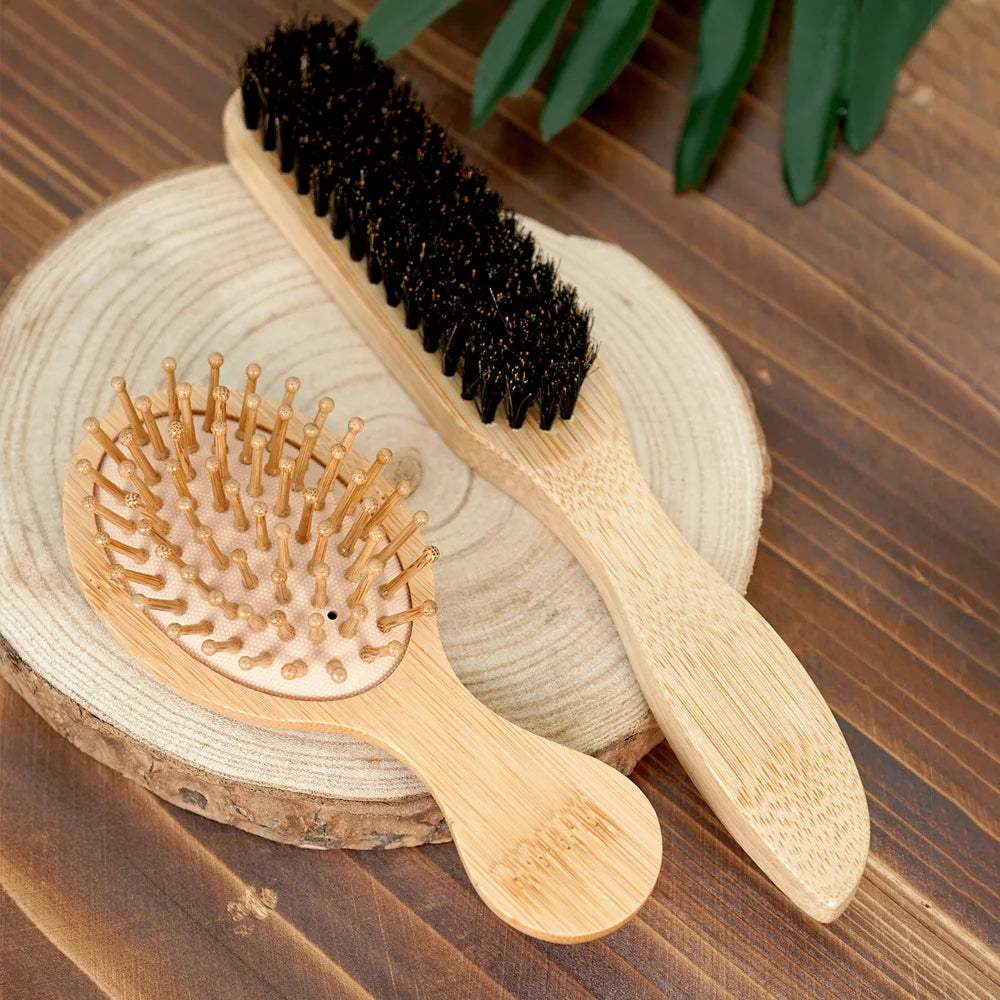 Professional Hair Brush & Wooden Comb – Boar Bristle & Bamboo Hair Brush & Comb Oasis Select