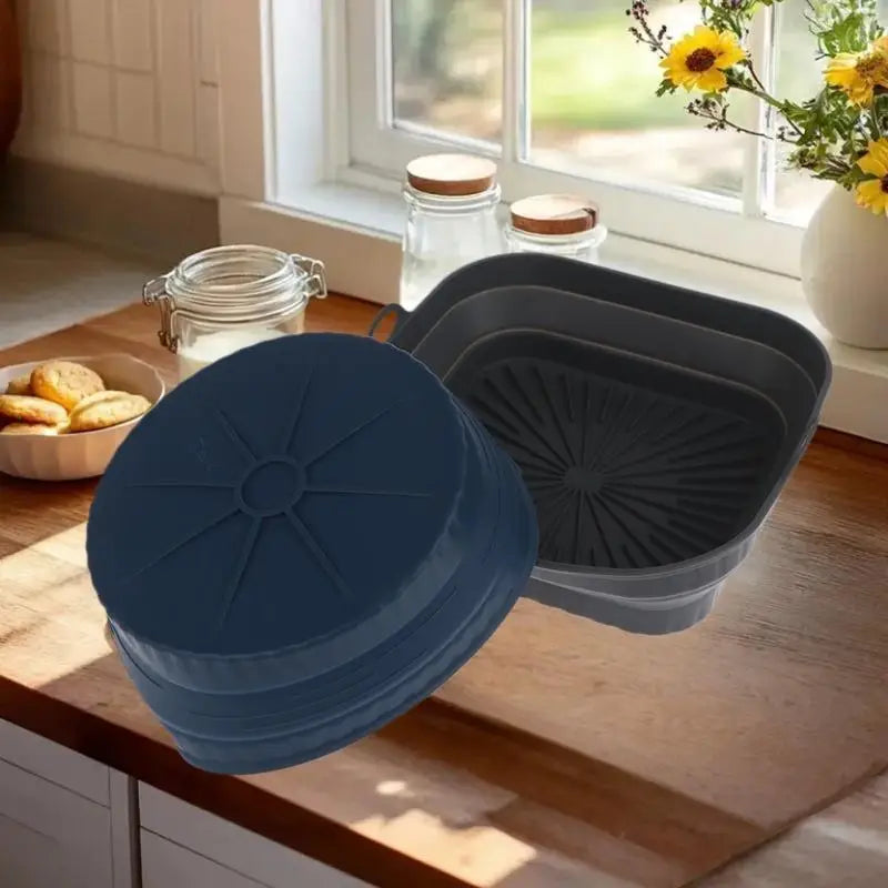 Foldable Air Fryer Silicone Liners Reusable Silicone Air Fryer Basket Food Safe Non Stick Air-Fryer Bakeware Kitchen Accessory Oasis Select