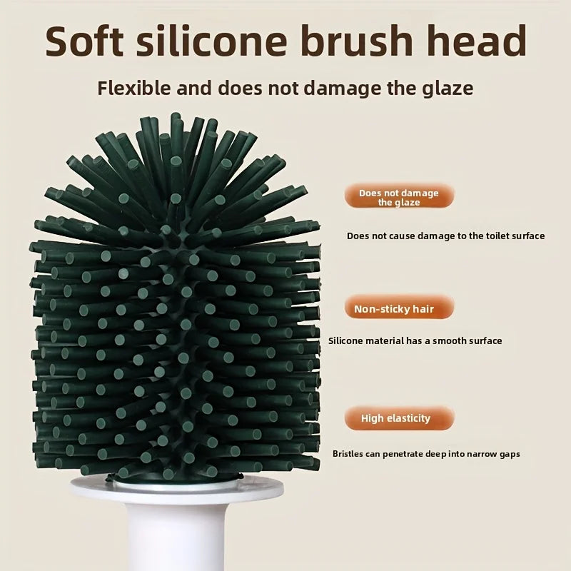 Multi-Functional Ventilated Toilet Brush Set-Wall-Mounted & Floor-Standing Brush,Durable Plastic Bristles for Bathroom Cleaning Oasis Select