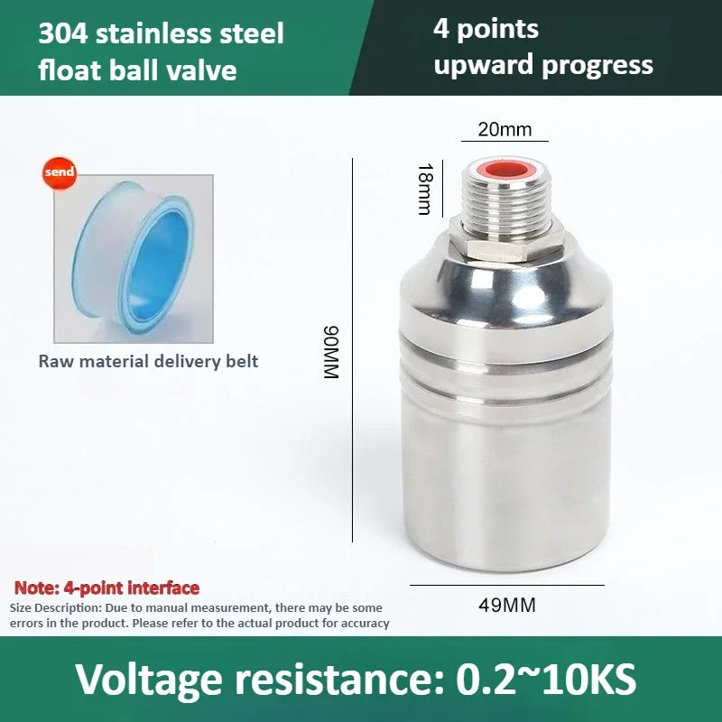 304 Stainless Steel Float Ball Valve Water Level Control 1/2 "3/4" Miniature Fully Automatic Water Level Control Valve Oasis Select 4 points up inflow 304 Stainless steel