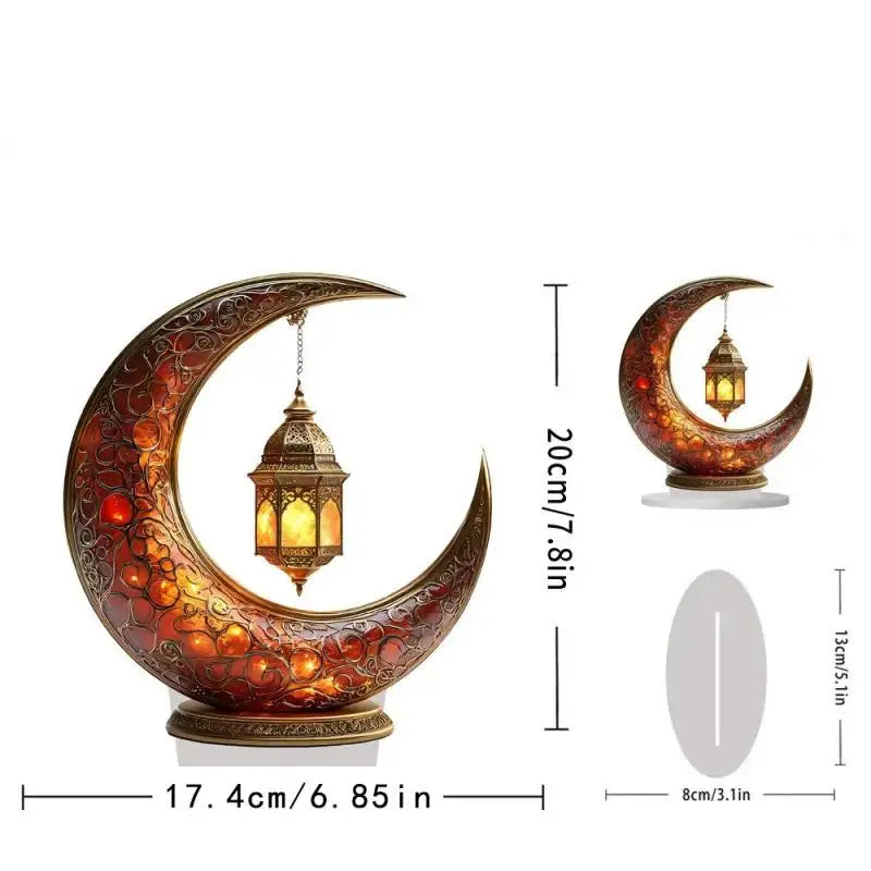 2D Acrylic Crescent Castle Ornament Ramadan Festival Decoration Eid Al-Fitr Mubarak Islamic Table Sign Home Party Events Decor Oasis Select A1