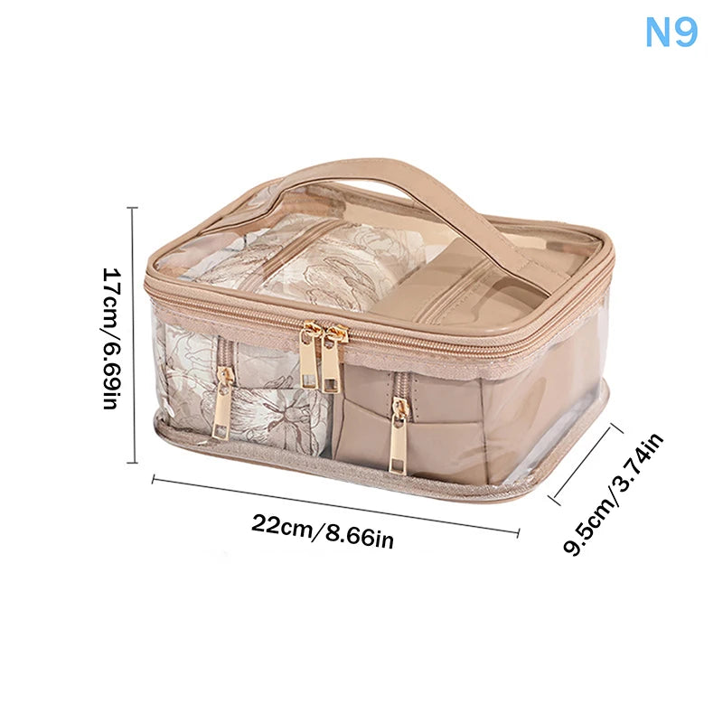 Floral Transparent Makeup Bag 3-Pack | Women's Travel Toiletry Set