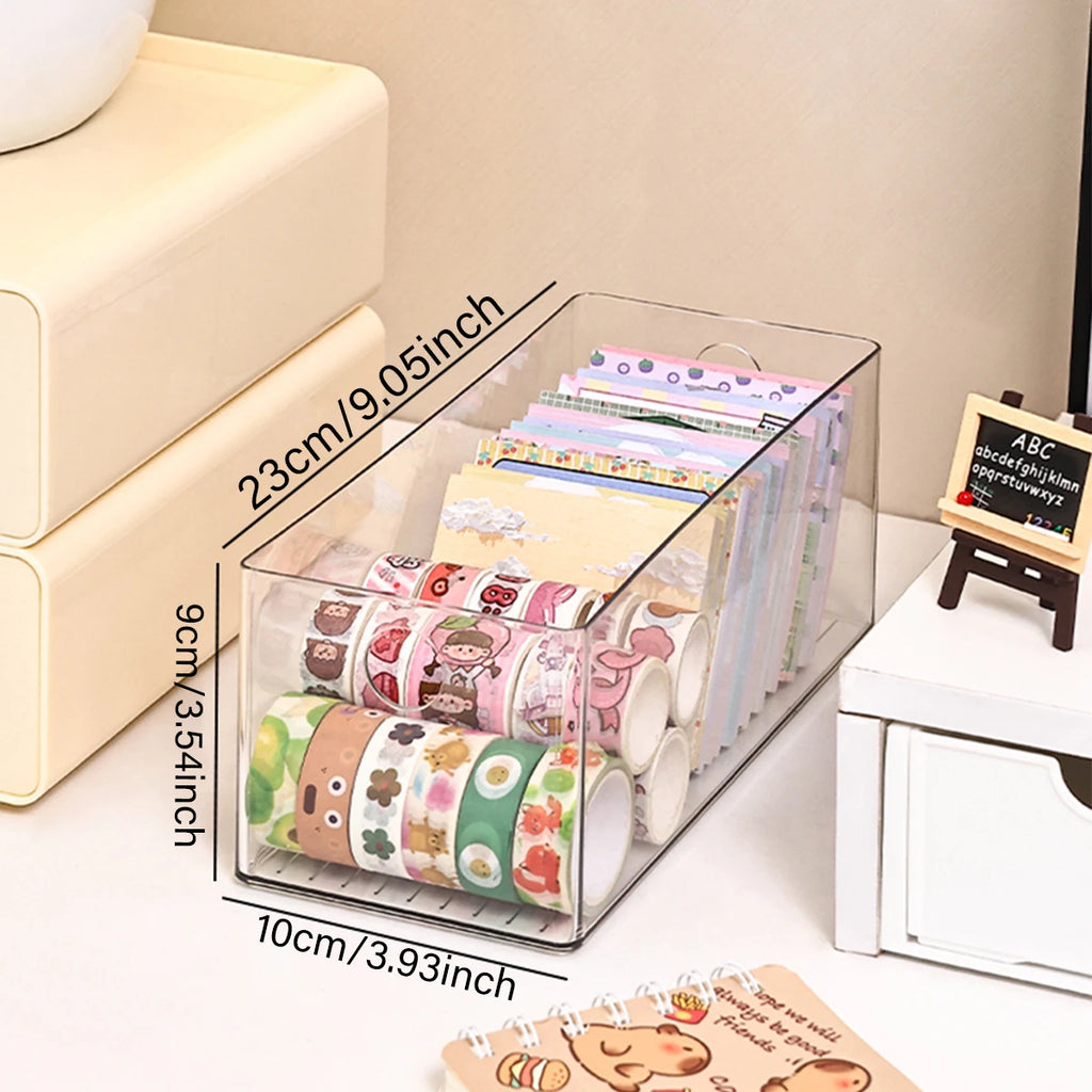 1pc/2pcs acrylic round hole foldable drawer stationery storage box desktop drawer office bedroom dormitory organizer box Oasis Select 1pc-transparent box