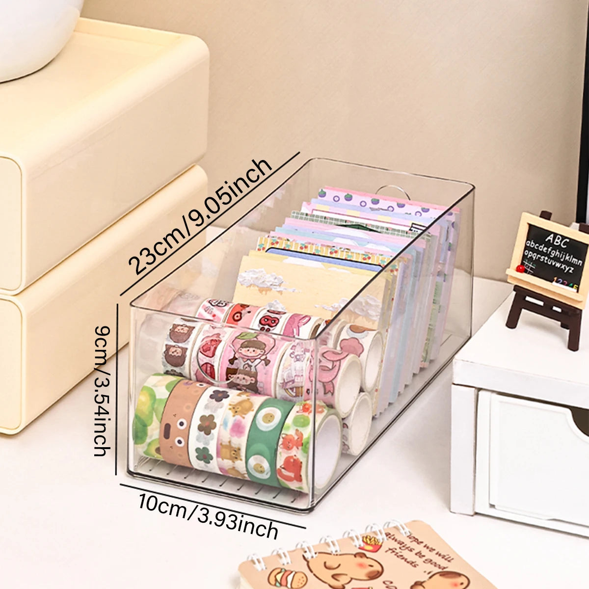 1pc/2pcs acrylic round hole foldable drawer stationery storage box desktop drawer office bedroom dormitory organizer box Oasis Select 1pc-transparent box