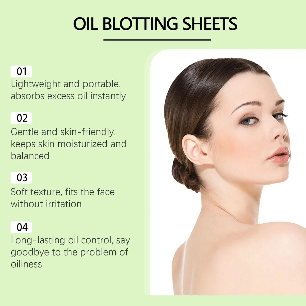 Green Tea Oil Blotting Sheets 100 Pcs – Oily Skin Control Oil Blotting Sheets Oasis Select