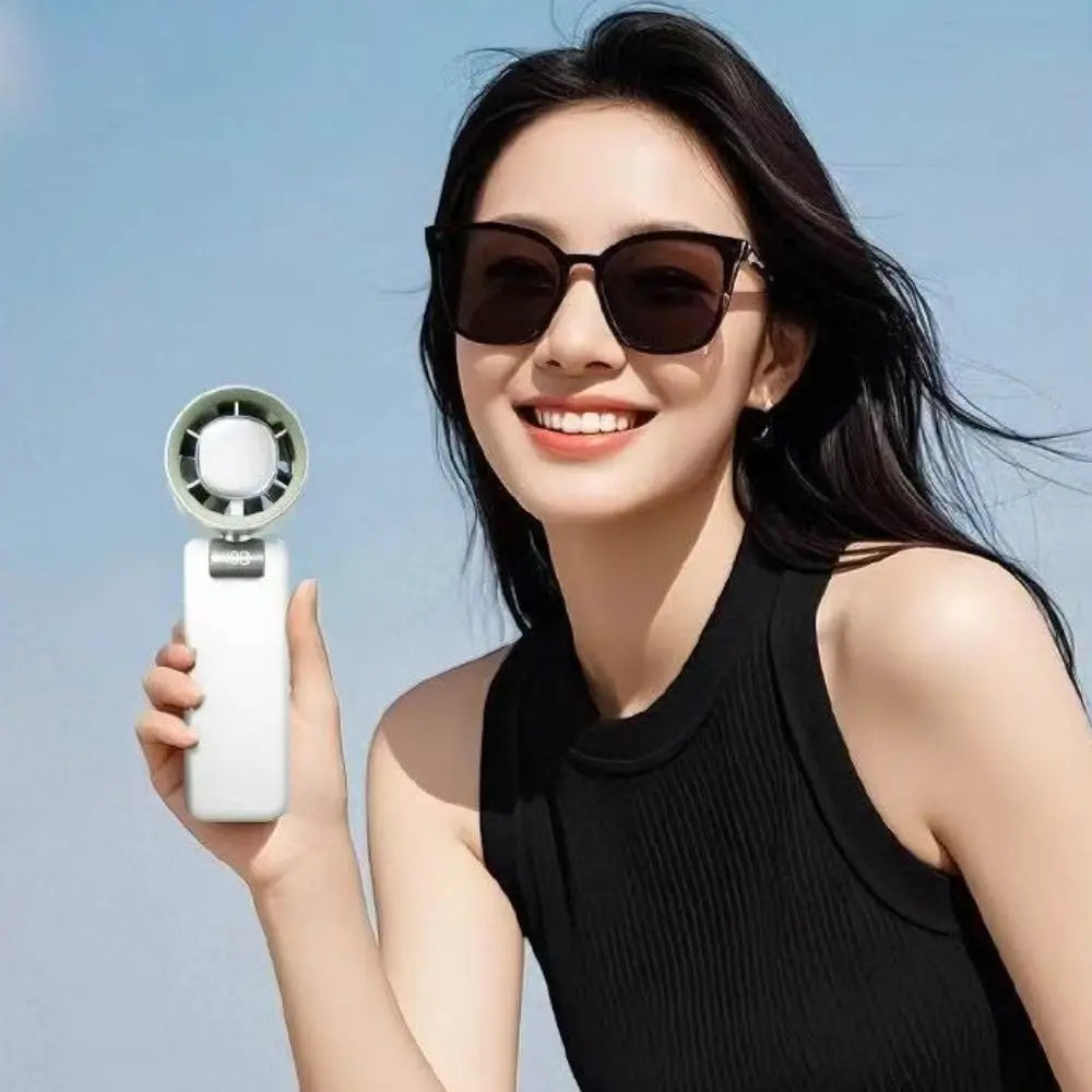Travel Portable Small USB Charging Fan Rechargeable Stand Mini Hand Fan Convenient LED Digital Display Turbo Fan Lash Supplies Oasis Select