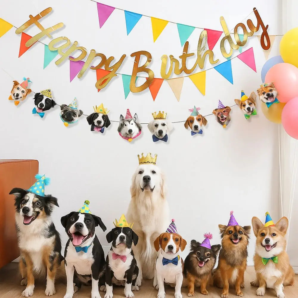 Cartoon Cat Happy Birthday Banner – DIY Paper Garland Decor