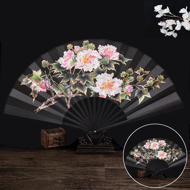Ancient Folding Fan Chinese Scenic Spots Retro Classic Blank Fan Craft Silk Cloth Fan For Decoration Performance Gift Idea Oasis Select T