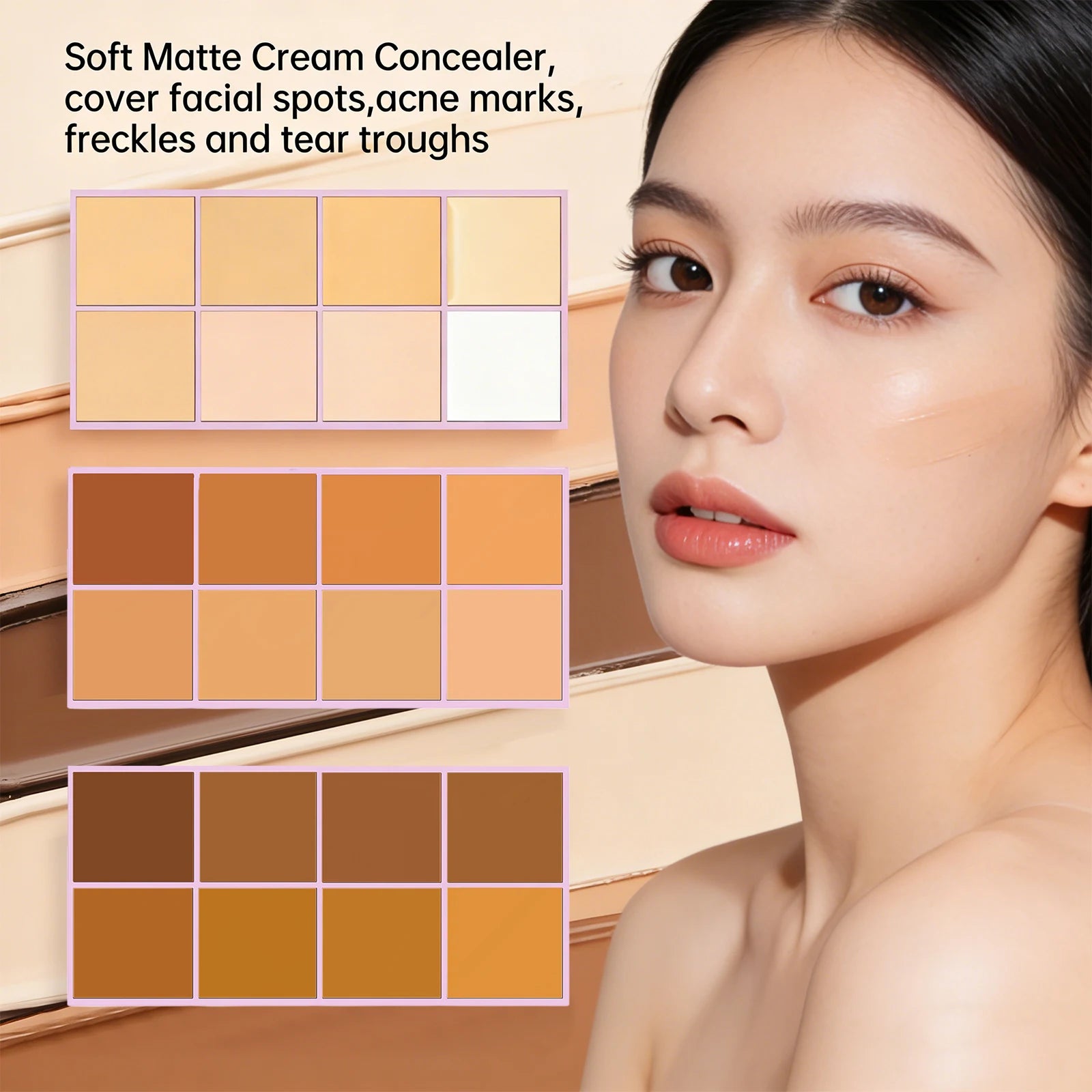 Soft Matte Cream Concealer High Coverage Cover Facial Spots, Acne Scars, Freckles and Tear Troughs Long Lasting Makeup Cosmetics Oasis Select
