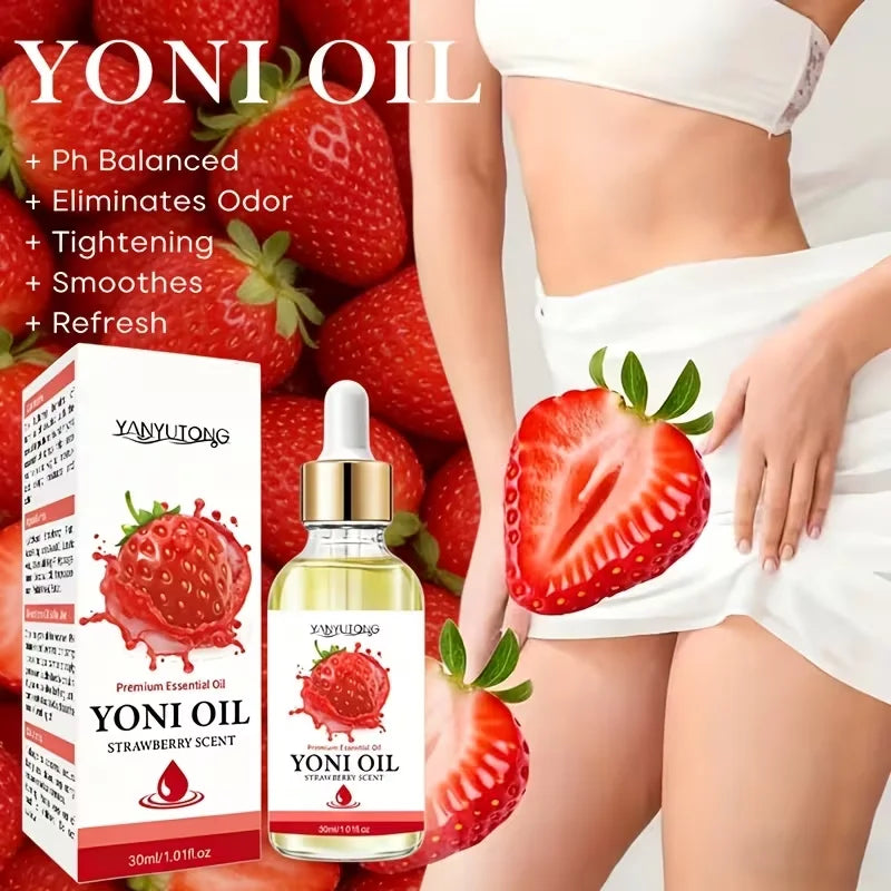 30ml Yoni Oil, Strawberry Scented, Natural & Plant-Based, pH Balance, Odor Eliminator, Feminine Care, Moisturizer Oasis Select