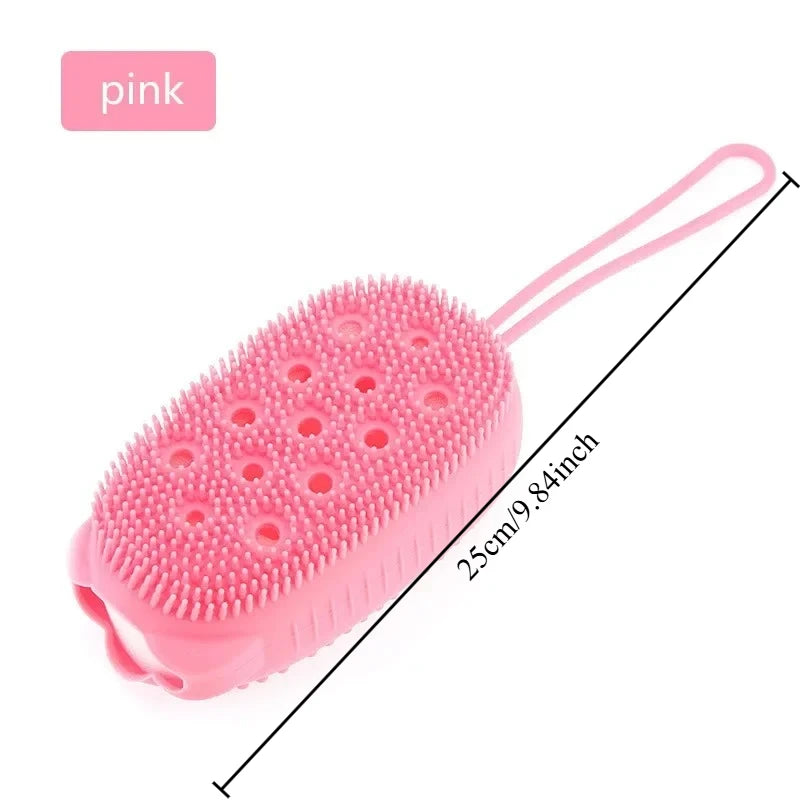 Soft Silicone Body Scrubber Multi-purpose Shower Exfoliating Brush Bubble Massage Sponge for Full Body Skin Cleansing Oasis Select pink