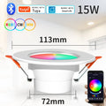 Tuya Smart LED Downlight Bluetooth Recessed Led Spot Lights 15W AC85-265V RGB+CW+WW APP Control Works With Alexa Geogle Home Oasis Select 15W 1PCS