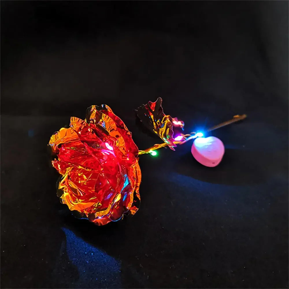 LED Glowing Rose Simulation Flower With String Lights For Christmas Anniversary Birthday Valentine's Day Gift Artificial Flower Oasis Select Colorful red