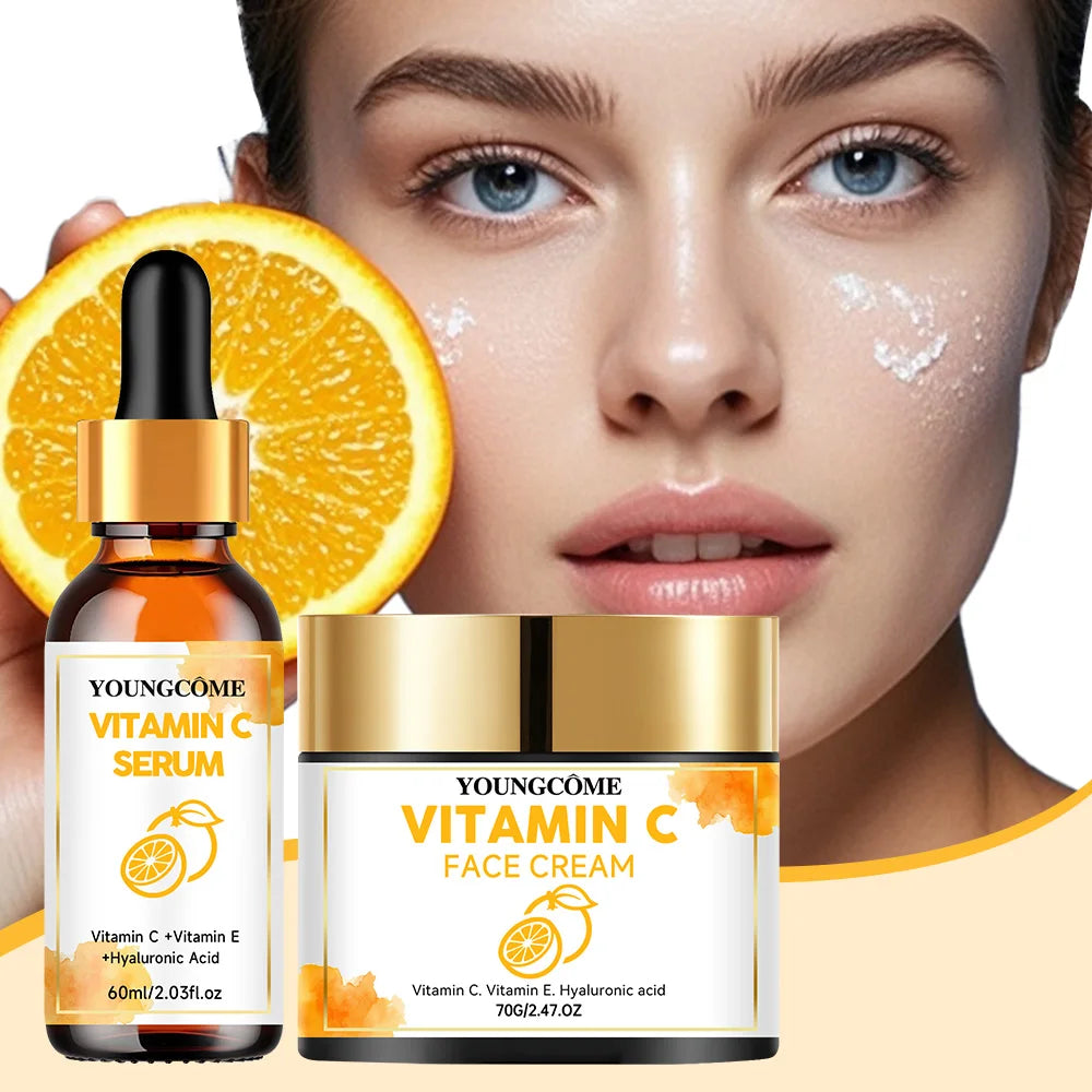 YOUNGCOME Vitamin C & Hyaluronic Acid Skincare Set | Serum + Cream Skincare Set Oasis Select